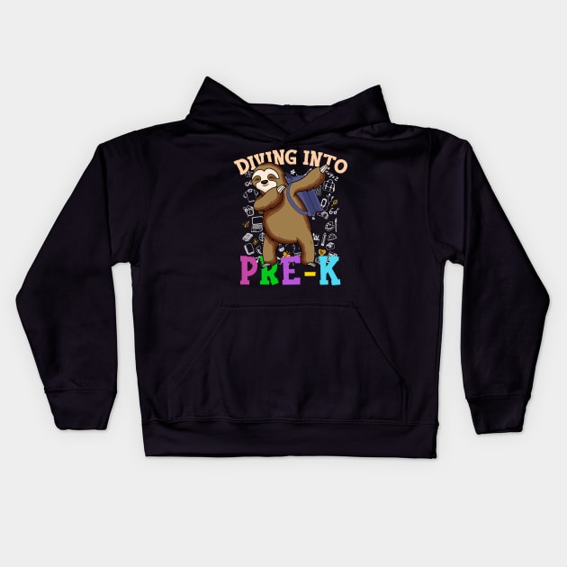 Diving Into pre-k Shirts Dabbing Sloth Students Back To School Gifts Kids Hoodie by hardyhtud